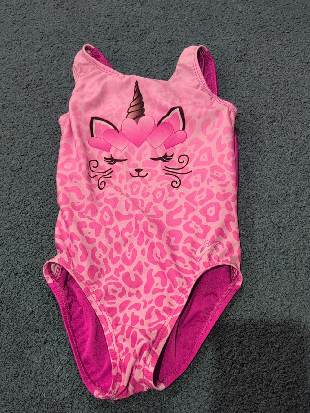 GK Child Small Caticorn Leotard Pink Leopard Print